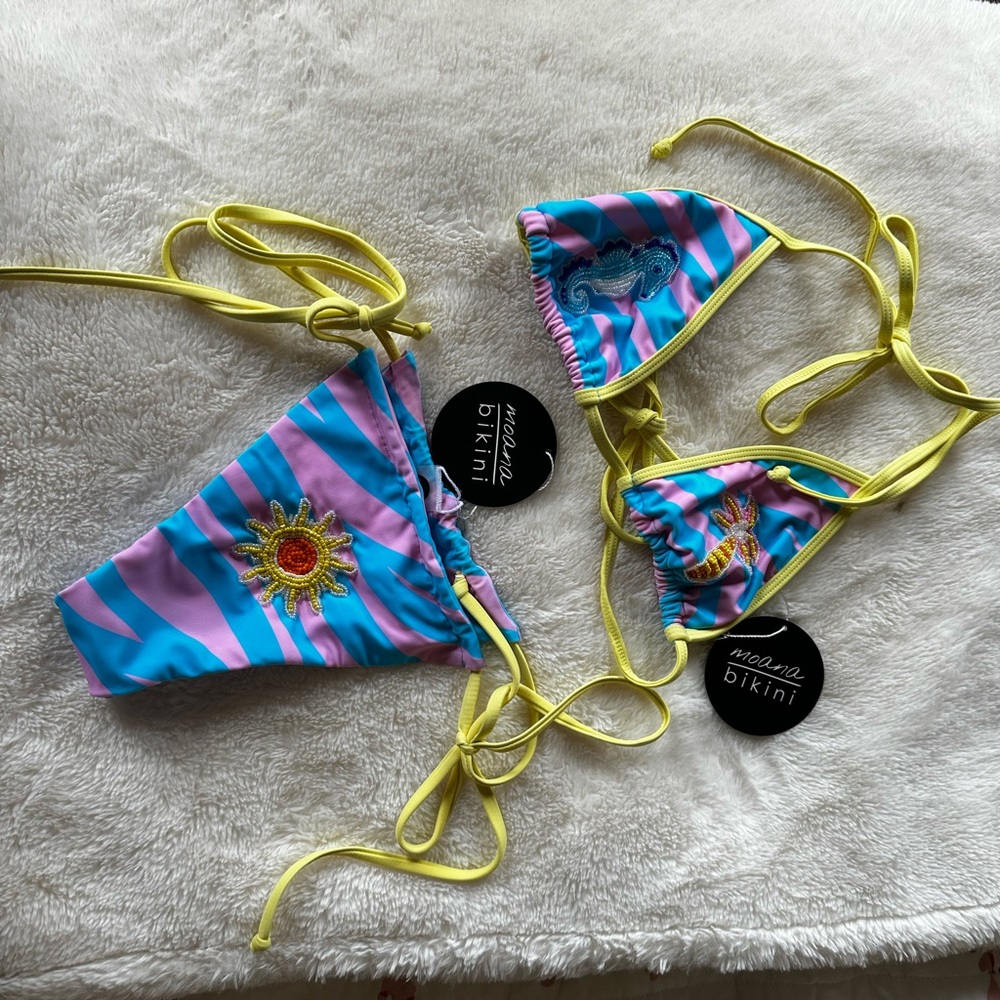 Moana Bikini Blue and Pink Striped Bikini